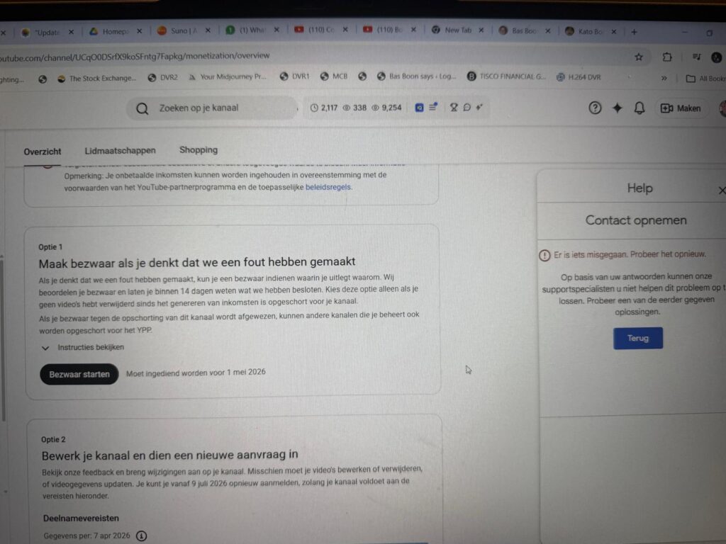 Something went wrong says google after pressing the appeal button