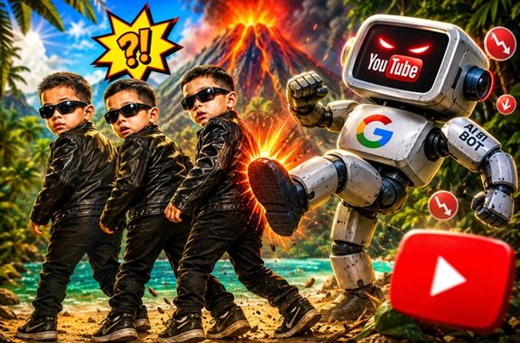 YouTube Bot kicking Boon Brothers while the Boon Family watches in disbelief