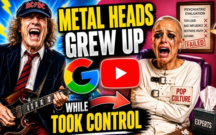 Metal Heads from the 1980s and 1990s compared to modern youth shaped by Google, YouTube, social media, and digital culture.